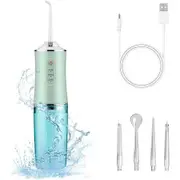 Electric Water Flosser Cordless for Teeth 3 Modes 4 Jet Tips Cleaning and Flossing Water Dental Portable Floss Irrigator Oral Water Flossed, Green