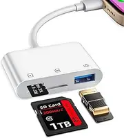 SD Card Reader for iPhone, Memory Card Veiwer Support SD and TF Card, USB Camera Adapter for Lightning Devices Compatible with iPhone 13 12 11 and More