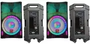 2 MR DJ PLED5200 PRO PA DJ 15" Portable Active Bluetooth/MP3/FM Radio Speaker