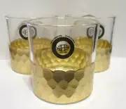 Fitz & Floyd Double Old Fashioned Daphne Gold Glass Whisky Set of 3