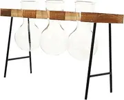 ANDRESLAD 1 Set Hydroponic Glass Plant Vase with Wooden Rack Tabletop Vases for Indoor Home Decoration for Flower Plant Propagation Station