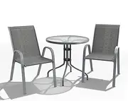 [ALFORDSON] 3 Pcs Outdoor Dining Set, Grey Garden Patio Furniture Set,1 Pcs Round Patio Table & 2 Pcs Chairs, Indoor Bar Set for Garden, Lawn, Balcony and Swimming Pool Side