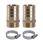 Hose Connection with 2 Hose Clamps Hose Nozzles 1inch Brass Hose Fitting 1 set