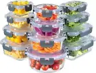 12-Pack Glass Storage Containers with Lids, Glass Meal Prep Containers Set, Airt