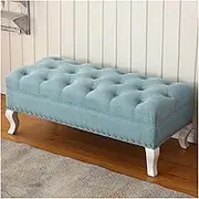 Bed End Bench Upholstered Bench, Contemporary Rectangle Footstoo | for Entryway Foyer Bathroom Vanity Bedroom | Decorative Home Furniture Bedroom Bench(Blue,120 * 45 * 40)