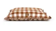 Harry Barker Dog Bed - Vintage Brown Gingham with Ruffle