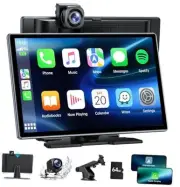 9 - Inch Wireless Portable Carplay Screen for Car with 4K Dashcam & 1080p