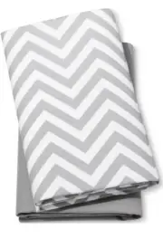 Cloud Island Fitted Baby Play Yard Sheets Chevron & Solid 2pk Grey and White