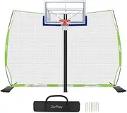 Basketball Net Catcher Basketball Backstop Net Basketball Barrier Nets for Backyard 12 x 10 ft Rebounder to Guard Rebound and Return Basketball with Sand Bags and Carry Bag