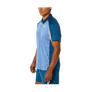 Asics [2041A193-401] 男 短袖 上衣 Polo衫 海外版 運動 訓練 網球 透氣 涼爽 防潑水 藍
