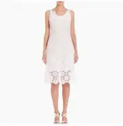 THEORY NWT $455 Crochet Lace White Lined Scalloped Florets Blouson Dress Sz Med