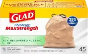 Glad Forceflex Maxstrength Kitchen Trash Bags, 13 Gal, 45 Ct (Package May Vary)