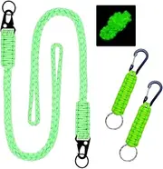 Paracord Lanyard Necklace Whistles Strap 2 Set Heavy Duty,Keychain Lanyard for Outdoor Activities Camera (Green/Yellow)