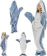 MeYuxg Shark Blanket, Shark Blanket for Dressing, Cuddly Blanket, Fluffy Cartoon, Flannel Shark Tail Blanket, Shark Blanket, Sleeping Bag for Teenagers, Adults, Shark Lovers, Cosplay Shows (2XL)