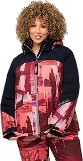[Ulla Popken] Women's Functional Jacket, Ski Jacket, Abstract Print, Waterproof Jackets