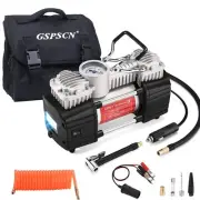 Portable Tire Inflator Double Cylinder Air Compressor Pump with LED Light 12V...