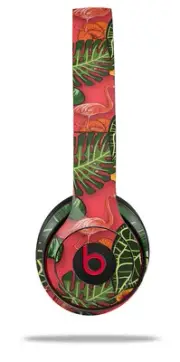 Skin Wrap for Beats Solo Wireless 2 3 4 Famingos Flowers Coral SKIN ONLY