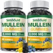 2 Pack Sugar Free 3000MG Mullein Gummies - Lung Cleanse, Mullein Leaf Extract...