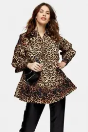 TOPSHOP LEOPARD PRINT OVERSIZED BLOUSE TOP SIZE 6 NEW