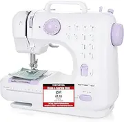 [Emerio] Sewing Machine for Children and Beginners, SEW-121820, 12 Stitch Patterns, Mini with Foot Pedal, Power and Battery Operated, Home, LED Light, Automatic Front and Backward, White/Pink