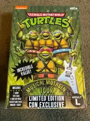 ✅ 2020 SDCC NECA TMNT Musical Mutagen Tour Merch Size L Box DAMAGE ✅