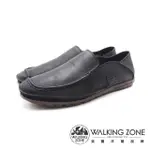 【WALKING ZONE】男 馬克縫線可踩腳直套款開車鞋 男鞋(黑色)