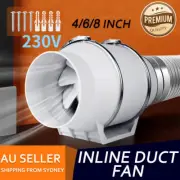 Industrial Hydroponic 4/6/8" Inch Silent Inline Extractor Fan Duct Vent Exhaust