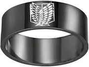 [Generic] AOT Attack Titan Ring Black Titanium Steel The Wing of Liberty Scout Regiment Band Survey Corps for Fans
