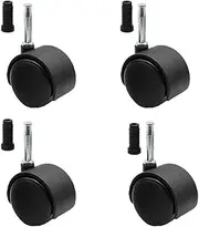 Castor Wheels,2 Inch Child Crib Caster Rubber Swivel Cot Castors,Set of 4 Furniture Wheel,Baby Crib Wheel Accessories,Load 80kg,Double Wheel,Silent,with Metal Plunger Stem (Black-Brake) (Size : Black