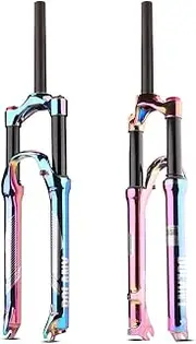 Mountain Bike Suspension Fork 27.5/29 Travel 100mm MTB Air Suspension Fork, 1 1/8 Straight Tube Disc Brake QR 9mm Manual Lockout Magnesium Alloy MTB XC Bicycle Fork