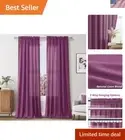 Purple Linen Curtains Set of 2, 96" Length, Light Filtering Semi Sheer Drapes