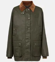 [Miu Miu] Miu Miu Corduroy-trimmed poplin jacket AU 16 brown