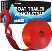 Boat Trailer Winch Strap with Hook 2" x 20'- 10,816lbs Breaking Strength Heavy Duty Hand Crank Strap Replacement for Boat and Jet Ski, Automotive Towing Boat Trailer Strap