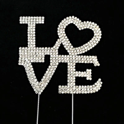 LOVE Cake Topper - Rhinestone, Crystal, Diamonte, Bling