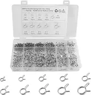 250 PCS Double Wire Fuel Line Hose Tube Spring Clips Clamp Assortment Kit for Motorcycle ATV, 5-14mm