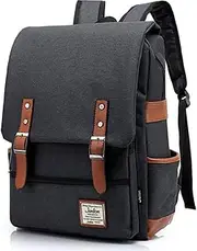 Junlion Vintage Laptop Backpack for Women Men, School College Slim Backpack Fits 15.6 inch Macbook