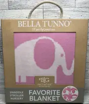 Bella Tunno Elephant Pink & White Favorite Blanket 100% Cotton 40” x 30” NIB!