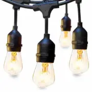 WATERPROOF COMMERCIAL GRADE PATIO GLOBE STRING OUTDOOR 48ft BULBS LIGHTS E26 S14
