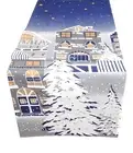 Table Runner Tablecloth Christmas Winter Blue White Modern Cotton 140 X 40 CM
