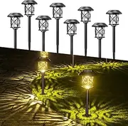 Quntis Solar Pathway Lights Outdoor 8 Pack, IP65 Waterproof Bright Solar Garden Lights, Auto On/Off Solar Landscape Lighting Warm White, Solar Powered Path Lights for Yard Driveway Walkway PatioLawn