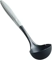 Soup Ladle 2 in 1 Filter Oil Spoon Long Handle Ramen Soup Ladle Food Skimmer Colander Hot Pot Tablespoons Porridge Scoop Kitchen Separator Bowl ladle(Gray)