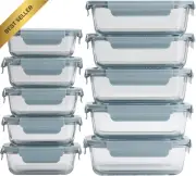 10PC Glass Meal Prep Containers Lids Airtight 1040/410ML