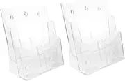 TEHAUX 2pcs Data Storage Box Stationary Fireproof Office Clear Organizer File Paperclip Upright Receipt Wire Desk Organiser Newspaper Holder Rack Work Desk Pamphlets Stand Acrylic White