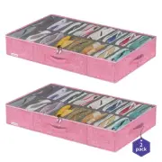Large Sturdy Shoe Storage Box, Clear Closet Underbed Shoe Organizer, Folding ...