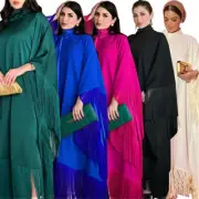 Kaftan Dubai Abaya Women Muslim Maxi Dress Tassel Caftan Ramadan Robe Party Gown