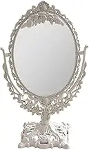 BESPORTBLE Oval Mirror, Retro Makeup Mirror Tabletop Vanity Mirror Double Sided Decorative Mirror Standing Makeup Mirror for Home Bathroom Bedroom Table