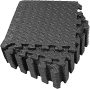 GANAZONO 6Pcs Leaf Grain Eva Floor Mats for Gym Dance Room Interlocking Cushioned Pads Thicken Non Slip Patchwork Rugs Unique Black Design for Exercise Relaxation