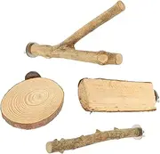 FONDOTIN 4pcs Bird Perch for Birds Natural Wooden Perches for Parrots Budgies Cockatiels and Finches Easy to Install Exercise Climbing
