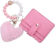 [Generic] Wristlet Wallet - Plush Heart Key Ring Wallet for Women | Cute Fashion Wristlet Credit Card Wallet for Travel