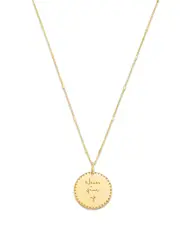 Zoe Chicco 14K Yellow Gold Mantra Never Give Up Disc Pendant Necklace, 18